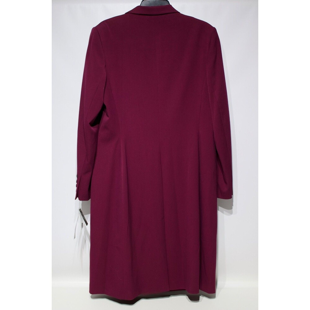 NWT John Meyer of Norwich Long Duster Light Coat Red Wine Stretch Women Size 14 - Picture 5 of 16